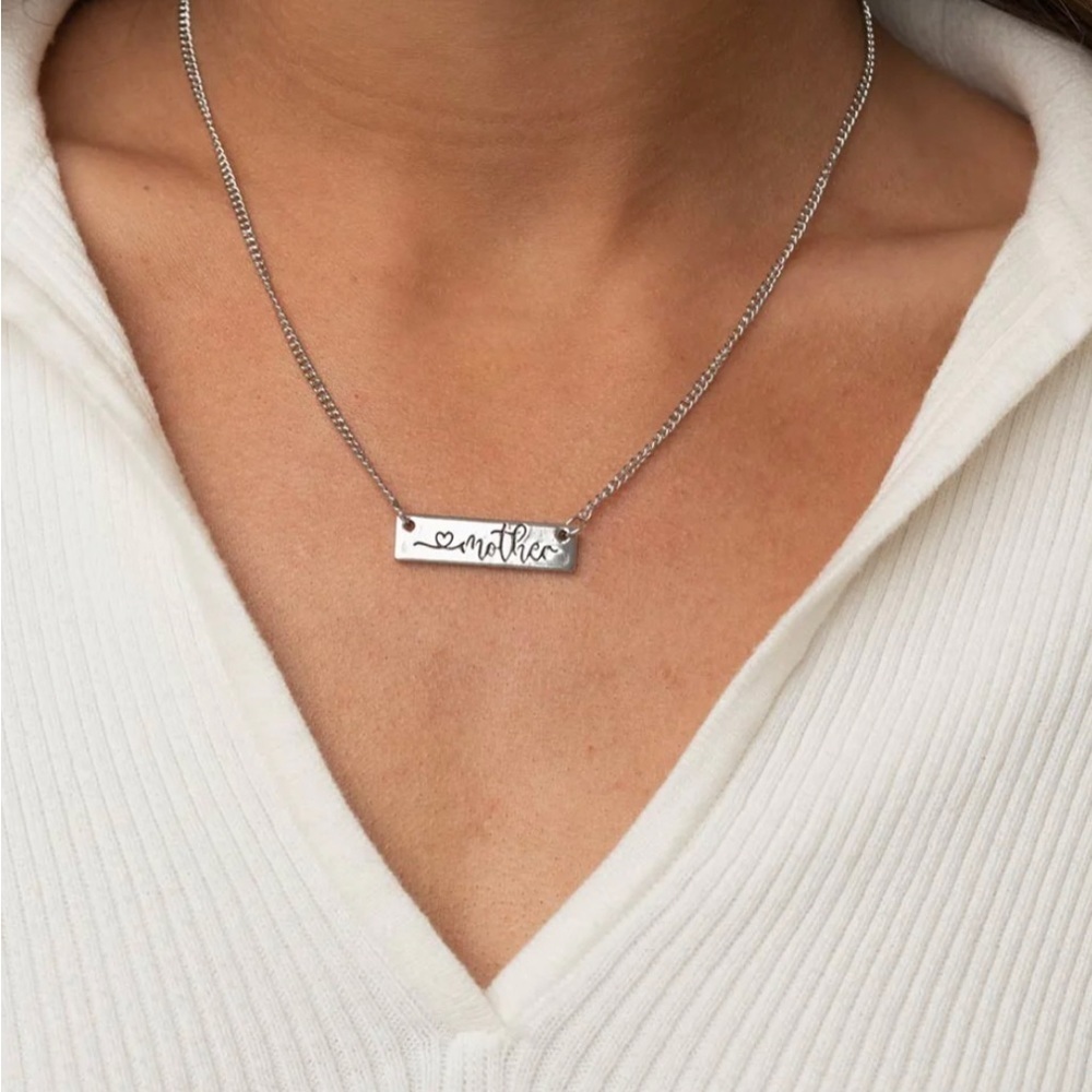 Paparazzi Silver Mother Bar Necklace New